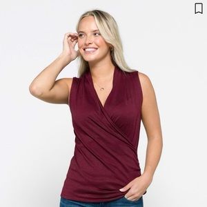Benni Wrap Front Ruched Knit Top. Reduced price